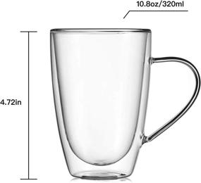 img 2 attached to Enjoy Your Favorite Beverages In Style With CNGLASS Clear Glass Mugs -Double Wall Insulated Espresso Mug Cups With Handle (10.8 Oz/320ML) - Set Of 2