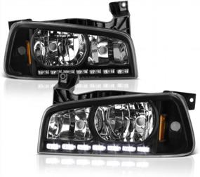 img 4 attached to High-Performance LED DRL Headlight Headlamp Set For 2006-2010 Dodge Charger - Matte Black Finish, Includes Driver And Passenger Side