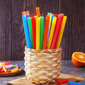 img 1 attached to 200-Pack Jumbo Colorful Plastic Milkshake Straws - 0.43In Diameter, 8.2In Long