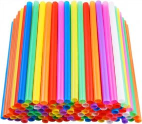 img 4 attached to 200-Pack Jumbo Colorful Plastic Milkshake Straws - 0.43In Diameter, 8.2In Long