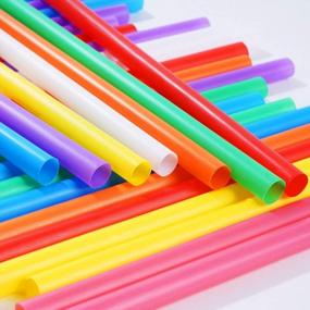 img 3 attached to 200-Pack Jumbo Colorful Plastic Milkshake Straws - 0.43In Diameter, 8.2In Long