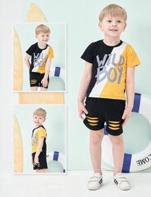 img 3 attached to Stylish Summer Outfit For Toddler Boys: Bilison Letter Print T-Shirt & Ripped Shorts Set.