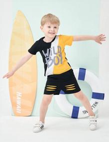 img 2 attached to Stylish Summer Outfit For Toddler Boys: Bilison Letter Print T-Shirt & Ripped Shorts Set.