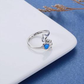 img 2 attached to Opal Pet Lovers Paw Print Ring Heart 925 Sterling Silver Adjustable Puppy Cat Ring Animal Jewelry Love Dog Claw Ring Pets Loving Friend Families Gifts