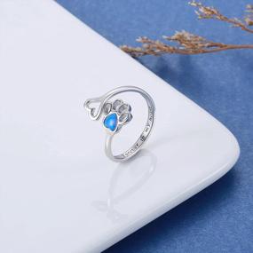 img 3 attached to Opal Pet Lovers Paw Print Ring Heart 925 Sterling Silver Adjustable Puppy Cat Ring Animal Jewelry Love Dog Claw Ring Pets Loving Friend Families Gifts