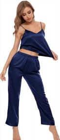 img 2 attached to Sleep In Style With SWOMOG'S 3-Piece Silk Pajama Set For Women