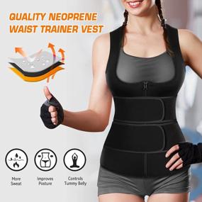 img 1 attached to Cimkiz Sweat Vest Waist Trainer For Womens Workout Tank Zipper Vest Adjustable Belt Sauna Suit Compression