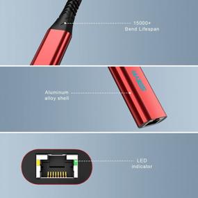 img 3 attached to Высокоскоростной гигабитный адаптер USB C для Ethernet — сетевой адаптер Thunderbolt 3 для локальной сети RJ45, совместимый с Mac 2017/2018/2019/2020, Dell XPS и другими (красный) от SGEYR