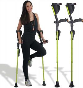 img 4 attached to Ergobaum® 7TH Generation Prime Forearm Crutches - Adult Adjustable From 5' To 6'6'' (Green) - Ergonomic Pair (2 Units) By Ergoactives