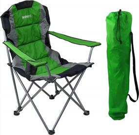 img 4 attached to Lightweight Folding Camp Chair By GigaTent - Ultra-Portable Quad Seat With Padded Back And Armrests, Cup Holder, Shoulder Strap Bag - Durable Powder-Coated Steel Frame In Green