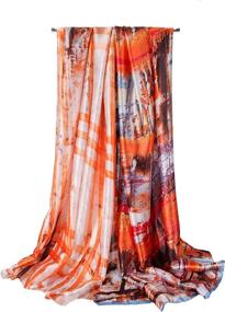 img 3 attached to 🧣 Women's Fashion Painting Orange Lightweight Chiffon Scarves - Accessories & Scarves/Wraps