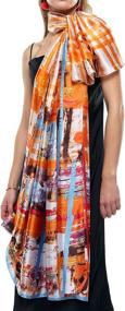 img 1 attached to 🧣 Women's Fashion Painting Orange Lightweight Chiffon Scarves - Accessories & Scarves/Wraps