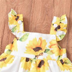 img 1 attached to Summer Floral Baby Girl Outfit: Sleeveless Ruffled Floral Tank Top, Jeans And Bowknot Headband - 3 Piece Set