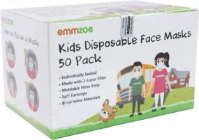 img 2 attached to Emmzoe 3-слойные фильтрующие детские дышащие маски для лица - 50 пакетов с 5 уникальными индивидуально запечатанными конструкциями