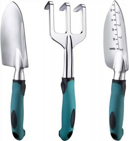 img 4 attached to Premium 3-Piece Garden Tools Set: Heavy Duty Cast Aluminum With Soft Rubberized Non-Slip Handles, Ideal For Men And Women, Perfect Gardening Gifts