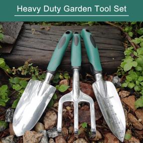 img 3 attached to Premium 3-Piece Garden Tools Set: Heavy Duty Cast Aluminum With Soft Rubberized Non-Slip Handles, Ideal For Men And Women, Perfect Gardening Gifts