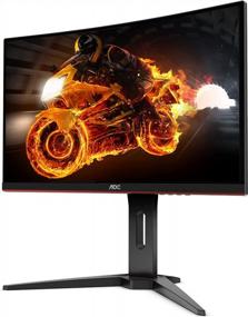 img 2 attached to AOC C27G1 Frameless DisplayPort Adjustable 1920X1080P: Enhance Gaming Experience with 🖥️ 144Hz Refresh Rate, Height Adjustment, Blue Light Filter, Flicker-Free Technology, Wall-Mountable HD Monitor