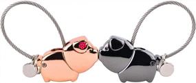 img 4 attached to Express Your Love With ISuperb'S Sweet Kissing Pig Couple Keychains - Perfect Gift For Him And Her In Black And Rose Gold