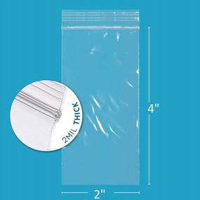 img 3 attached to 100-Pack Of 2" X 4" 2 Mil Clear Reclosable Zip Poly Bags With Lock Seal Zipper, Ideal For Storing And Organizing Jewelry, Coins, Pills, Candy, Beads, Seeds, And More By GPI.