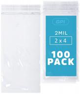 100-pack of 2" x 4" 2 mil clear reclosable zip poly bags with lock seal zipper, ideal for storing and organizing jewelry, coins, pills, candy, beads, seeds, and more by gpi. logo