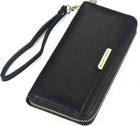 img 4 attached to Leather Wallet Wristlet Colorblock Organizer Women's Handbags & Wallets : Wristlets