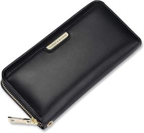 img 3 attached to Leather Wallet Wristlet Colorblock Organizer Women's Handbags & Wallets : Wristlets