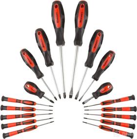 img 2 attached to 🧰 Stalwart 18-Piece Screwdriver Set with Wall Mount and Magnetic Tips - Precision Kit for Flatheads, Phillips, and Torx Screwdrivers