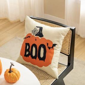 img 1 attached to Set Of 4 Joybest Halloween Linen Decorative Pillow Cover Cases For Farmhouse Home Decor - Pillow Inserts Not Included (18X18 Inch)