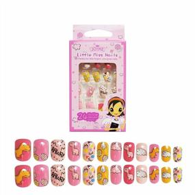 img 4 attached to Cute Animal Nails For Kids - 24 Piece Pre-Glue Press On False Nails, Perfect Gift Idea