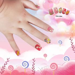 img 3 attached to Cute Animal Nails For Kids - 24 Piece Pre-Glue Press On False Nails, Perfect Gift Idea