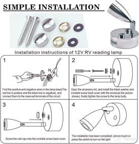 img 1 attached to TZnponr 4PCS 12V-24V RV Светодиодный прожектор Небольшой размер для чтения USB-порт для зарядки Поворотный прожектор на 360 °, любой сенсорный Dimmable3500K Теплый свет для прикроватной лампы грузового прицепа (серебро)