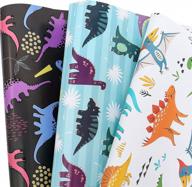 dinosaur gift wrap paper for boys and girls birthdays, baby showers, and holidays - 10 sheets pack of cartoon wrapping paper - flat folded, 20 x 29 inch per sheet logo