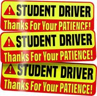 essential new driver car magnet stickers - 3 pack, 12x4" bright yellow & reflective road safety signs for learners logo