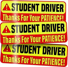 img 4 attached to Essential New Driver Car Magnet Stickers - 3 Pack, 12X4" Bright Yellow & Reflective Road Safety Signs For Learners