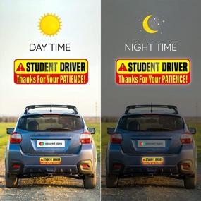 img 2 attached to Essential New Driver Car Magnet Stickers - 3 Pack, 12X4" Bright Yellow & Reflective Road Safety Signs For Learners