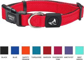 img 3 attached to KRUZ PET KZA102-02M Blue Mesh Dog Collar: Adjustable Neck, Lightweight Comfort for Small, Medium, Large Dogs