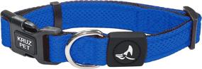 img 4 attached to KRUZ PET KZA102-02M Blue Mesh Dog Collar: Adjustable Neck, Lightweight Comfort for Small, Medium, Large Dogs