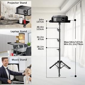 img 2 attached to Многофункциональная подставка для проектора LOMTAP: штатив с регулируемой высотой, 2 полки и держатель для телефона - идеально подходит для ди-джеев, музыкантов, презентаций и многого другого!