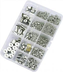img 1 attached to Lollibeads® 1000 Pcs Silver Plated Barrel Leather Cord Ends Cord End Cap 3mm-12mm, Lobster Clasp 10mm 12mm 14mm, Jump Ring 5mm-8mm, Jump Ring Open Tool, and Extension Chains Assorted Kit Pack