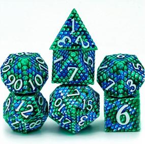 img 4 attached to UDIXI DND Dice Set: Metal Polyhedral RPG Dice For Dungeons And Dragons With Leather Bag (Blue Green-White Number)