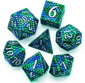 img 3 attached to UDIXI DND Dice Set: Metal Polyhedral RPG Dice For Dungeons And Dragons With Leather Bag (Blue Green-White Number)
