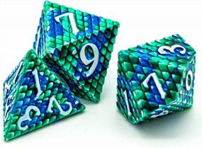 img 1 attached to UDIXI DND Dice Set: Metal Polyhedral RPG Dice For Dungeons And Dragons With Leather Bag (Blue Green-White Number)