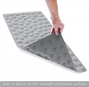 img 3 attached to Grey OTHWAY Soft Rubber Non-Slip Bathtub Mat With Strong Suction Cups For Bathroom.