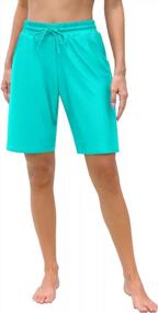 img 4 attached to Women'S High Waisted Drawstring Boy Leg Swim Shorts With Built-In Brief Solid Beach Swimsuit Bottoms