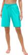 women's high waisted drawstring boy leg swim shorts with built-in brief solid beach swimsuit bottoms logo