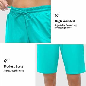 img 1 attached to Women'S High Waisted Drawstring Boy Leg Swim Shorts With Built-In Brief Solid Beach Swimsuit Bottoms