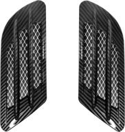 winusd 2pcs auto universal car side mesh vent air flow fender decoration (black carbon fiber) logo