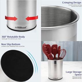 img 2 attached to Large Stainless Steel Utensil Organizer With Removable Divider And 360° Rotation - Weighted Base For Stability - Easy Clean Kitchen Utensil Crocks By Hillbond
