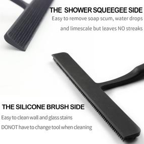 img 2 attached to 🧼 SCINNUL 2 in 1 Silicone Shower Squeegee Brush: Efficient Bathroom Cleaner for Shower Doors, Mirror, Windows, Car, Featuring Stainless Steel Inside - 9 Inches