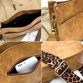 img 1 attached to 🐆 Chic Leopard Print Leather Crossbody Bags & Wallets - Stylish Medium Handbags for Women